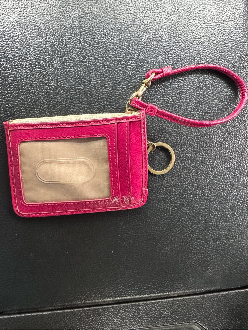 Coach Multicolor Plaid Card & Key Holder with Pink Trim - Picture 4 of 7